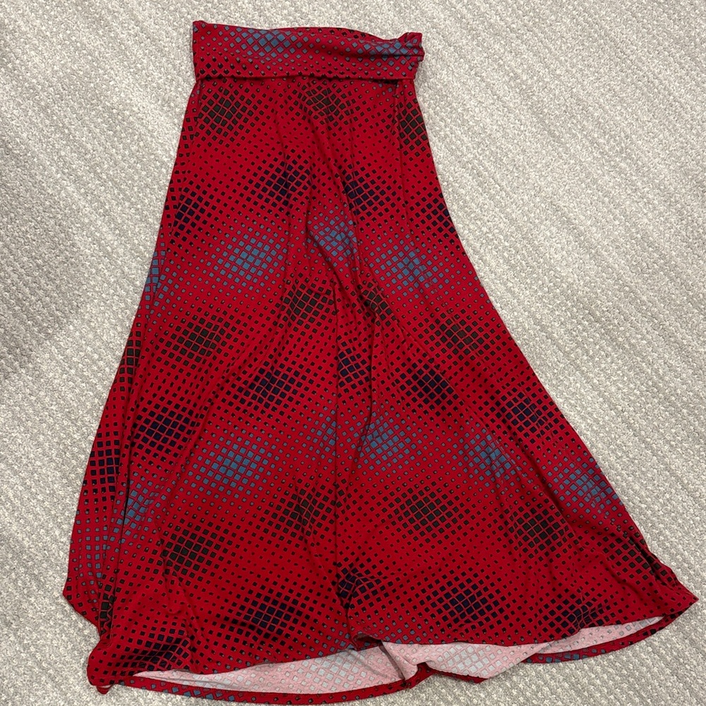 LuLaRoe Red Patterned Maxi Skirt